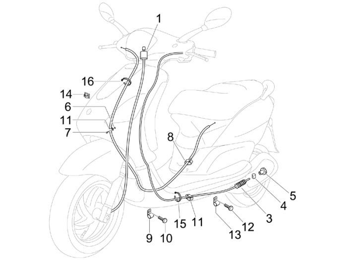Kilomètre-câble de frein Piaggio Fly 4 temps