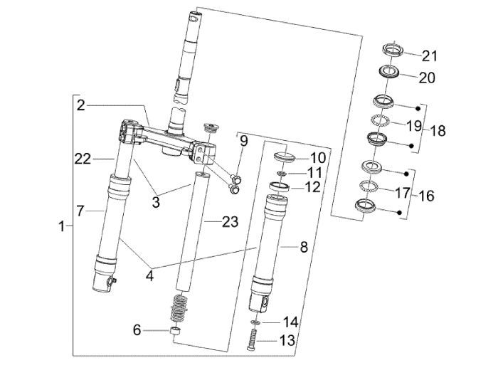 Fourche avant Piaggio Fly 4 temps