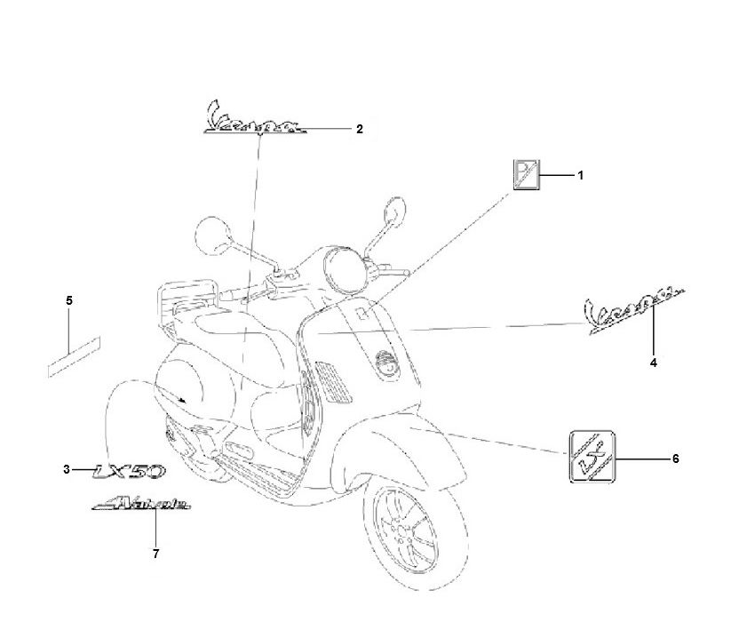 Emblèmes Vespa Lx 25 km 4 temps 2 soupapes