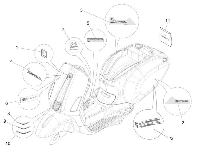 Emblèmes Vespa Sprint -partsproduct-emblemen-vespa-sprint-25km-4-takt-2-klepper