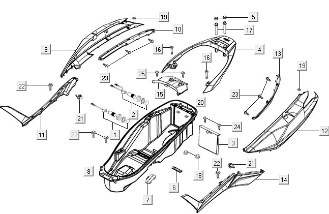 Capuchons arrières-Kymco New Downtown 125I ABS