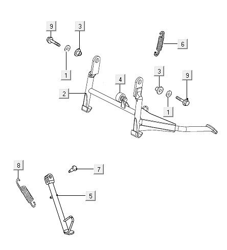 Béquille centrale - Bras de béquille latérale Kymco People S150i E4