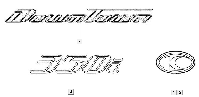 Autocollants emblème Kymco New Downtown 350I ABS