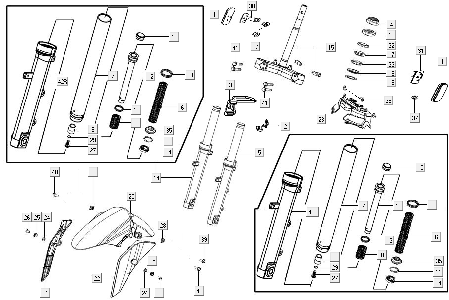 Jambe de fourche avant Kymco Agility 16+ 4T 150I E4 Argent métallique mat