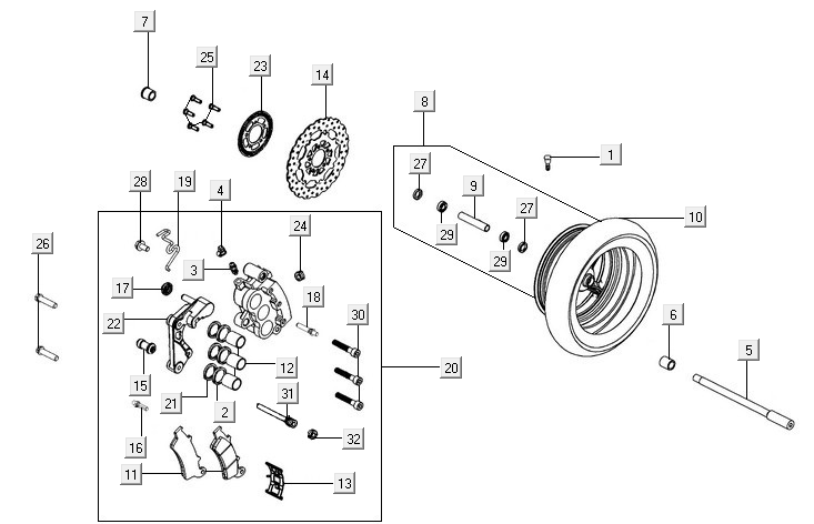 Étrier de frein avant Kymco New Downtown 350I ABS