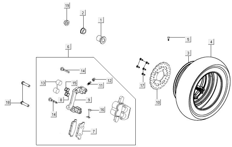 Roue arrière Kymco New Downtown 350I ABS