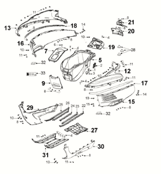 Fairing box Peugeot Django 125 EFI E5 2021-2022 INK BLACK (R1)