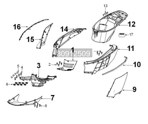 Fairing box (rear) Peugeot Tweet 125i E5 FL 2023-2025 BLACK (M7)