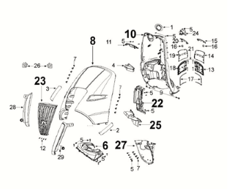 Fairing front Peugeot Django 125 EFI E5 2021-2022 INK BLACK (R1)