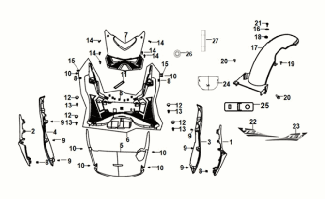 Floor panel - center cover Sym Jet 14 125I AC E5 2021-2024 MATT BROWN (BR-497U)