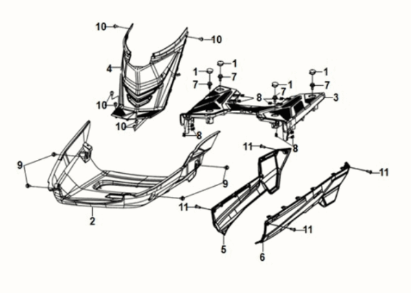 Panneau de sol/couvercle central Sym E-XPRO 45KM/H 2020-2021