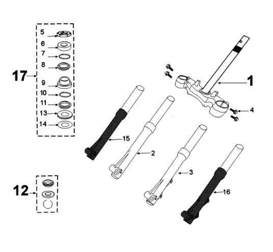 Fourche et direction Peugeot Tweet 125 EFI YO N SBC E4 2018-2020