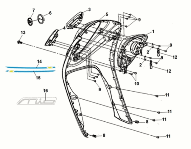 Housse FR. Sym E-MIO Slate Blue (GY-7547UL/BK-001C)