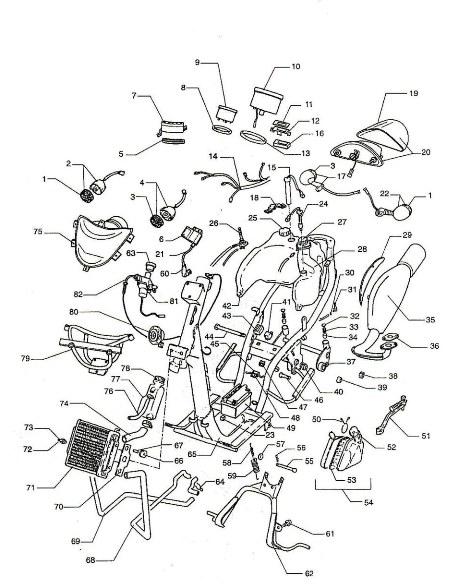 Cadre - Elektra Beta Ycom LC rouge 2001 2 temps