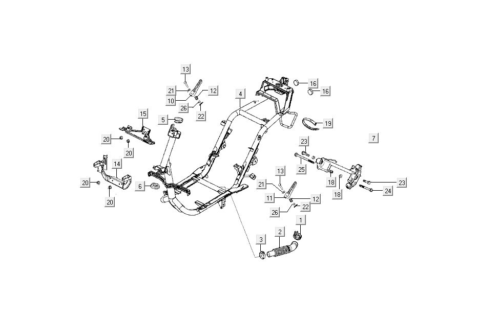 éléments de cadre Kymco Super9 AC 2 temps nm rouge