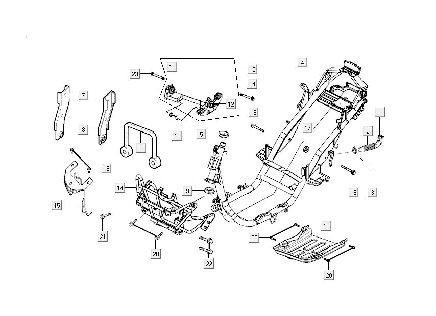 cadre support moteur Kymco Grand Dink 2 temps Champagne