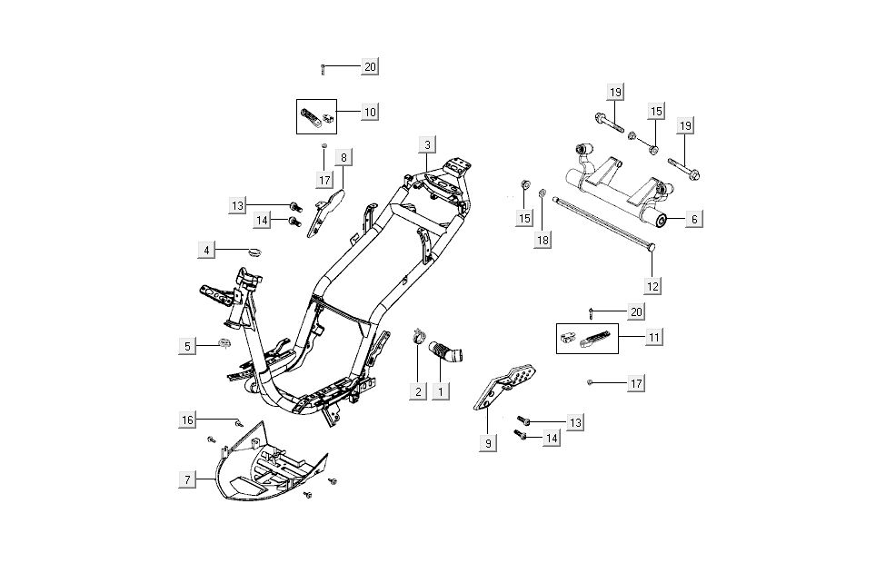 accessoires de cadre Kymco Super8 4 temps à partir de 2009 blanc