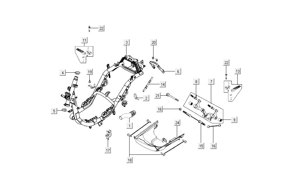 Cadre - accessoires Kymco New Sento 4-temps 50i bleu