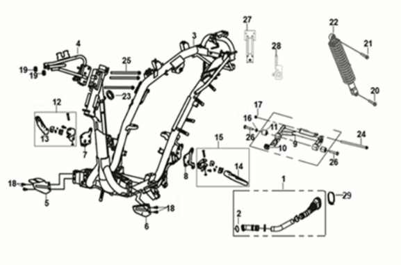 Frame body - engine hanger Sym Jet 14 125I AC E5 2021-2024