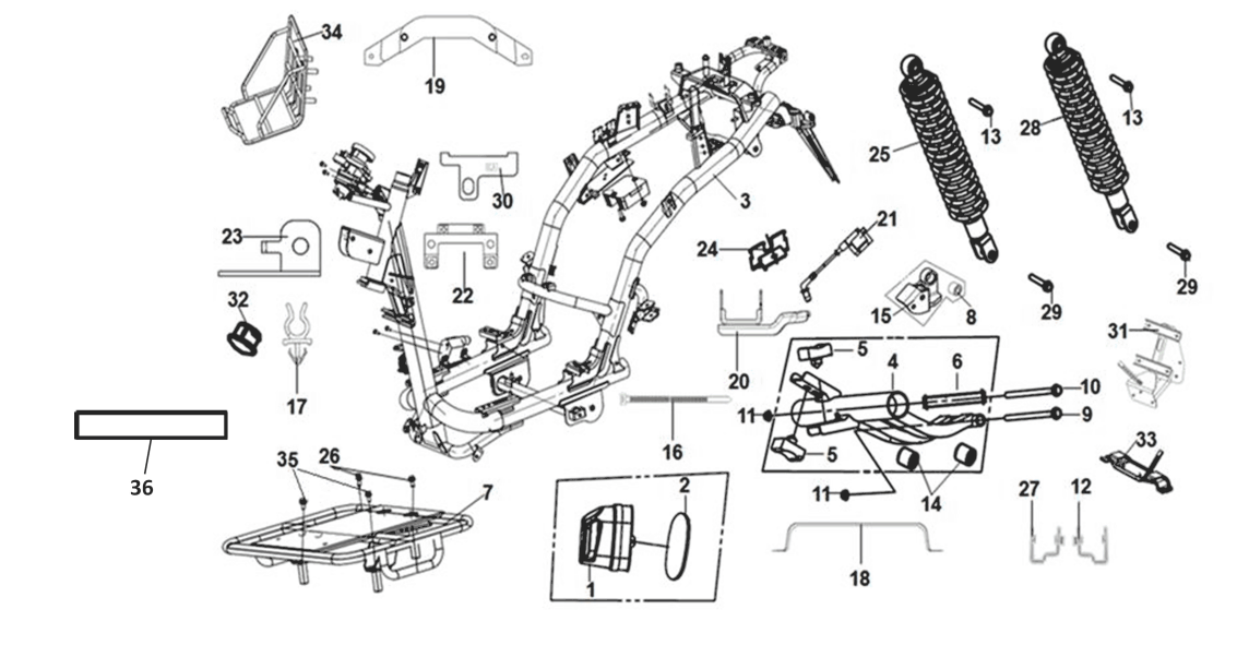 Châssis - support moteur Sym X-Pro 50 E5