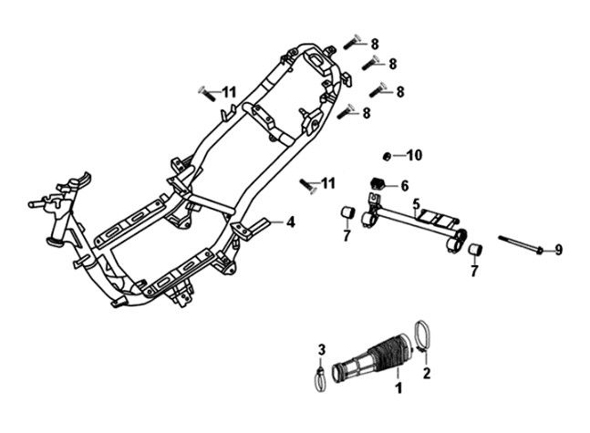 Frame body engine hanger Sym Orbit II 125i E4