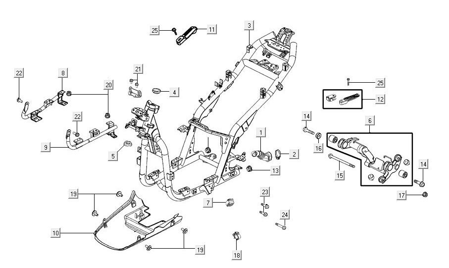 éléments de cadre AGILITY 16+ 4T 125 bleu clair métallisé mat