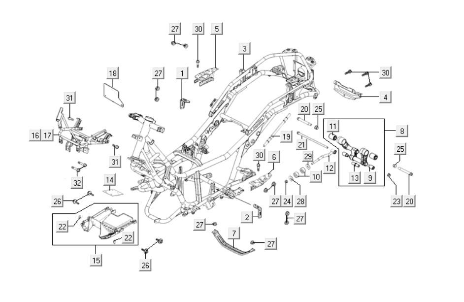 Pièces de cadre Kymco Downtown 125i