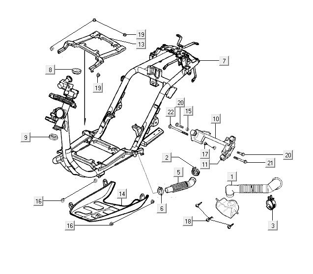 Pièces de cadre Kymco Yup 2t ac silver