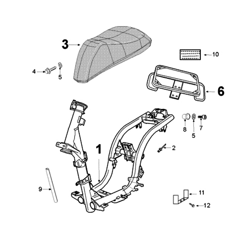 Cadre et selle Peugeot Ludix 14 noir