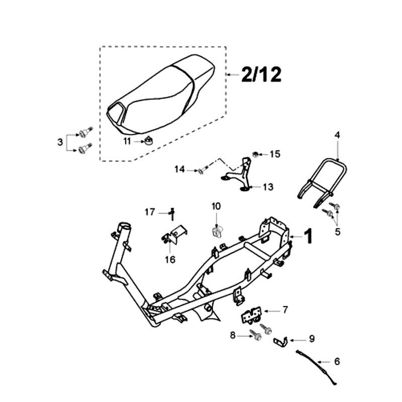 Cadre et selle Peugeot Vivacity Blue