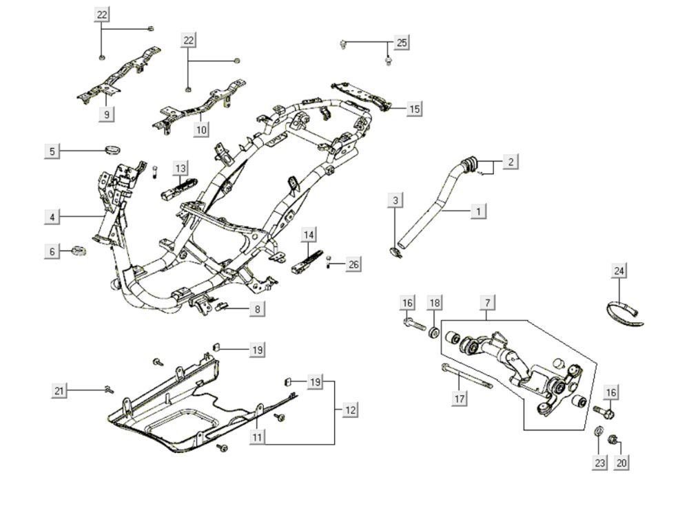 Cadre Kymco Like 200i Blanc