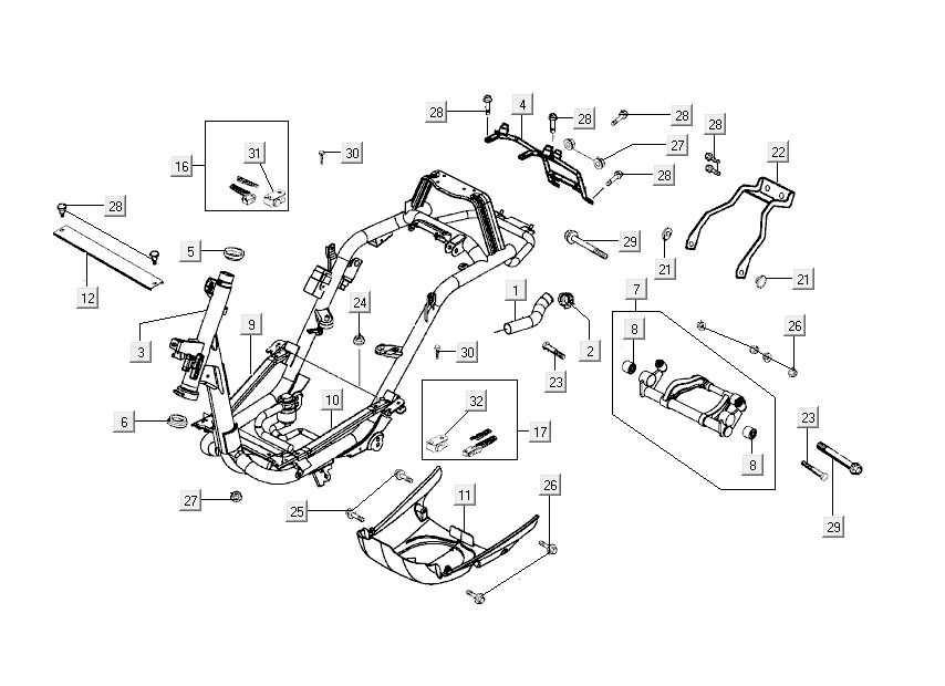 cadre Kymco Sento 4 temps Spring Brown