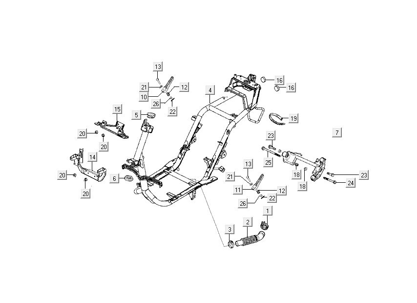 cadre Kymco Super9 ac o.m 2 temps noir mat Rouge