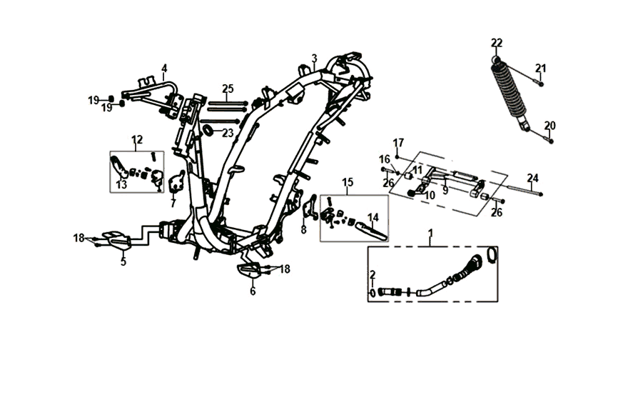 Cadre de suspension moteur Sym Jet 14