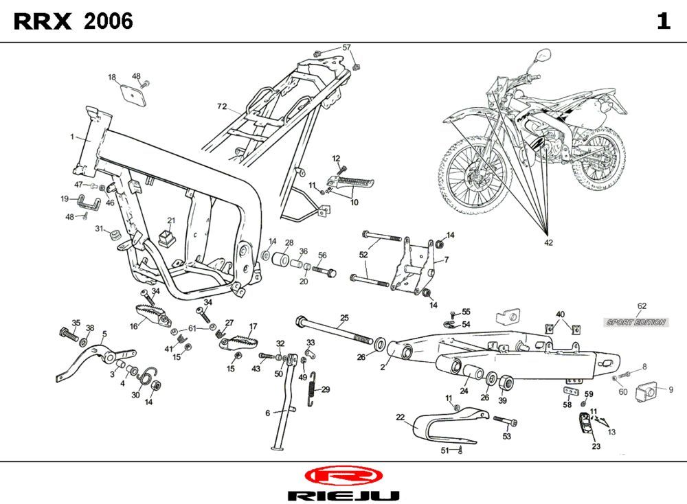 Cadre Rieju RRX blanc 2009 2 temps