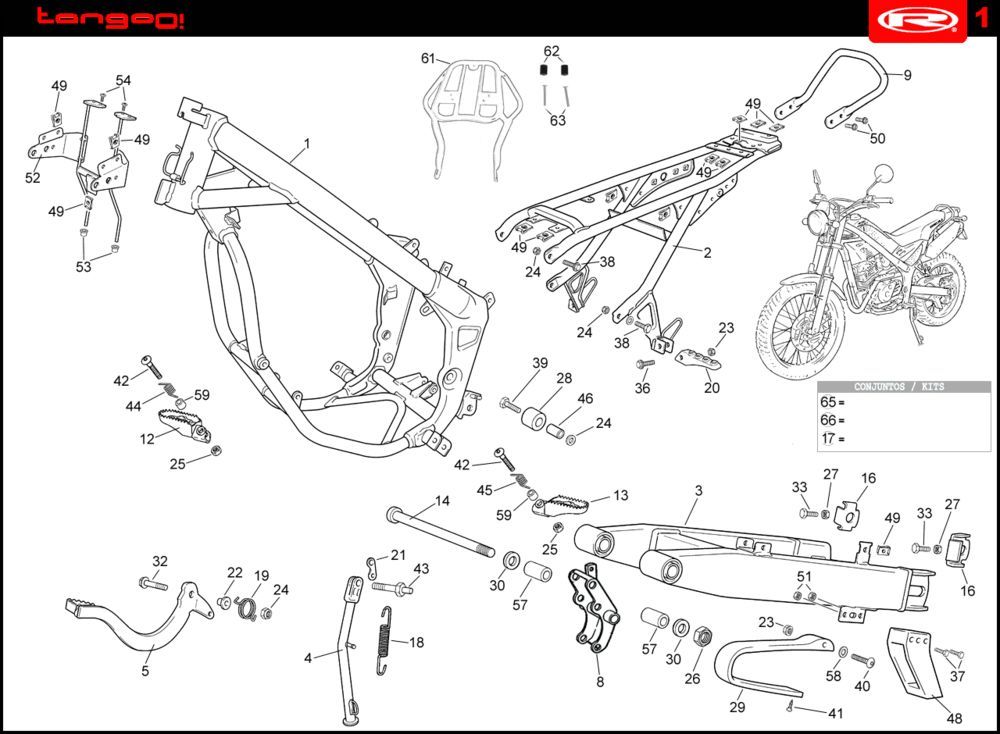 Cadre Rieju Tango rouge 2008 2 temps
