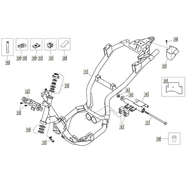 Châssis et accessoires Aprilia Mojito Custom 2t (moteur Piaggio) 2004 - 2010