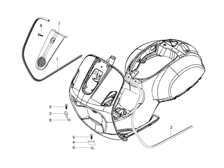 Cadre Vespa Lx 25km 4 temps 2 soupapes gris apuano 769/B