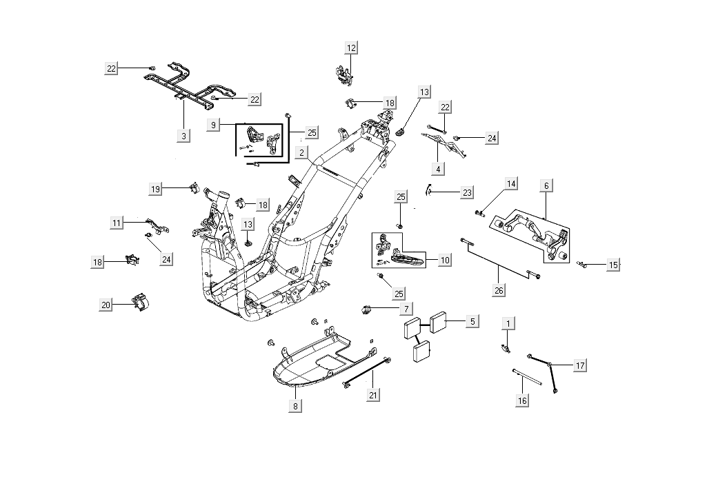 Cadre Kymco People S 50i E4 Bleu