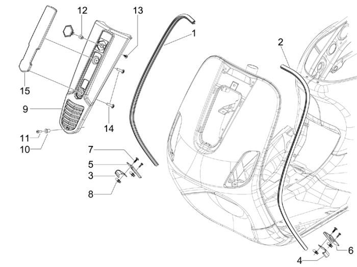 Cadre Vespa S 2 temps bleu azzurro 244/A