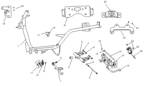 Pièces de cadre AGM Ape50 marron
