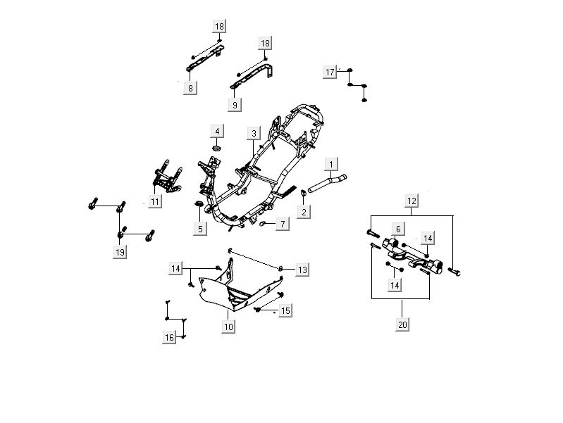 Pièces de cadre Kymco Delivery 4-temps noir