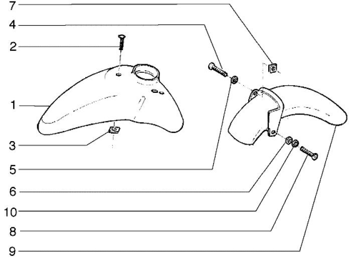 Garde-boue Piaggio Liberty 2 temps jusqu'à 2005