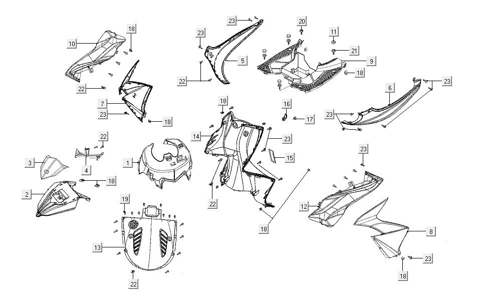Front cover front fender Kymco Super8 R E5 WIT