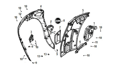 Capot avant Sym E-Fiddle noir mat (BK007U)