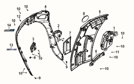 Front cover Sym Fiddle IV 125i LC ABS E5 2020-2021 PETROL GREEN (GN-546U)