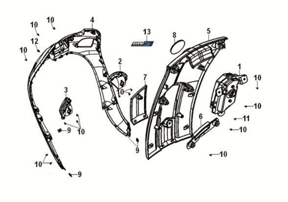 Capot avant Sym Fiddle IV 50 E5 blanc (WH-8028P)