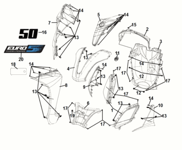 Capot avant Sym Symphony ST 50 E5 blanc (WH-8028P)
