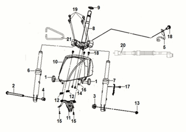 Fourche avant Sym E-MIO Nardo grise (GY-430C/BK-001C)