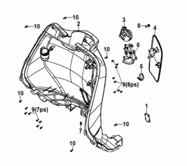 Front inner cover Sym Fiddle IV 125i AC CBS E5 2020-2021 GREEN (GN-546U)
